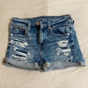American Eagle “Hi-Rise Shortie” Jean Shorts